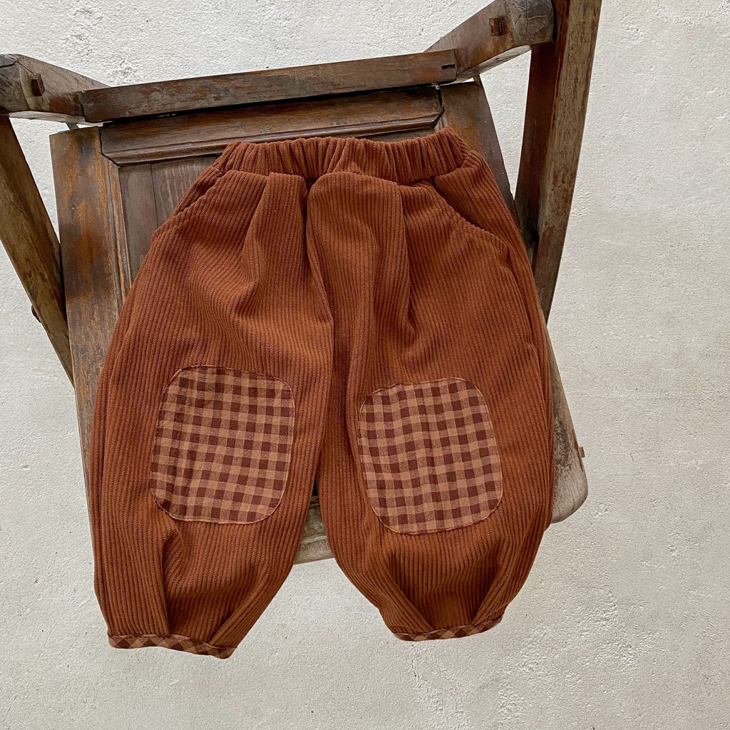 Bébé Corduroy Check Pattren Pantalons All-match