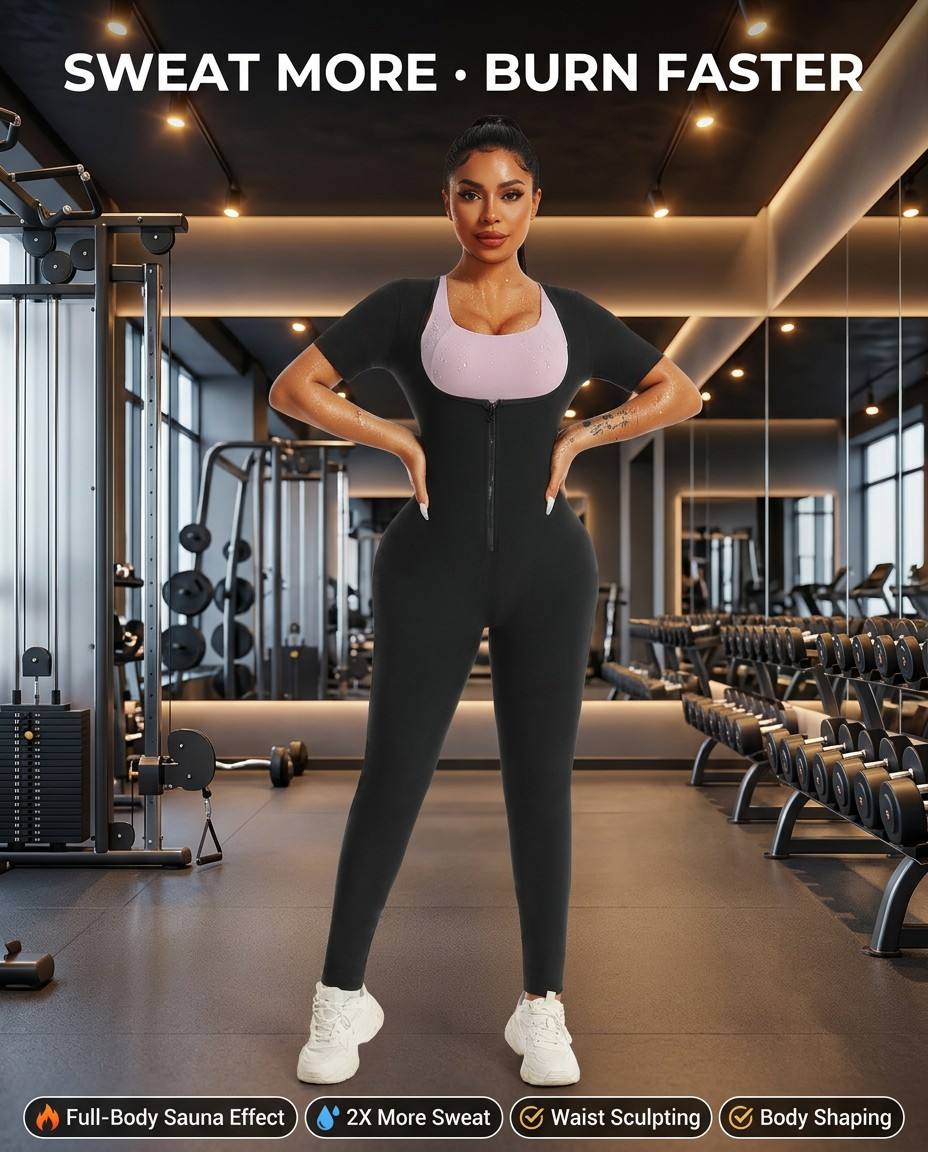 Maillot de saut à manches courtes Sauna pour femme