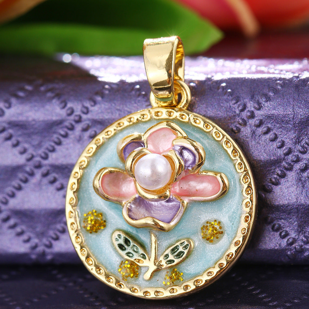Pendentif de bricolage pour collier à clips universels avec peinture florale
