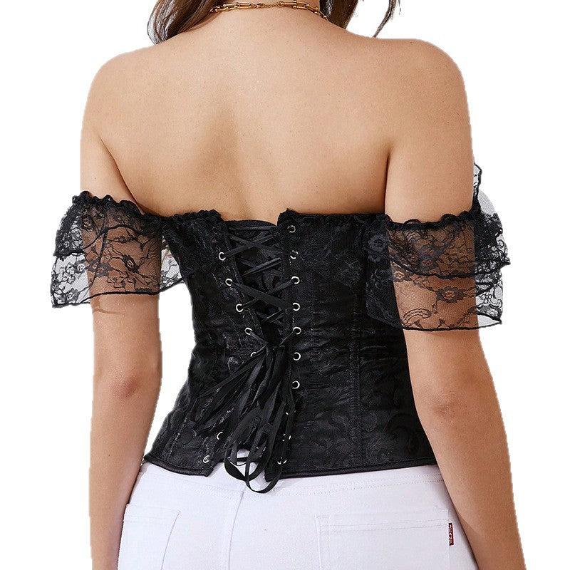 Border Palace Corset Dentelle Sexy Fishbone Soutien-gorge Robe minceur One-Sholder Waist Femme Supp