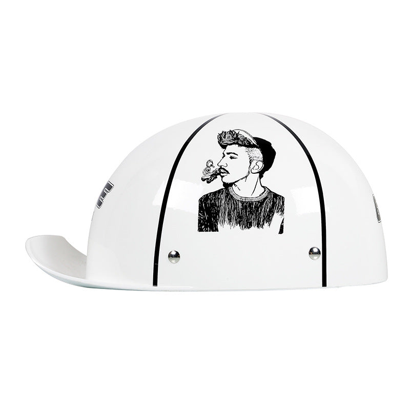 Casque Rétro Voiture électrique Femme Grande Chapeau Batterie Voiture d'équitation Casque universel