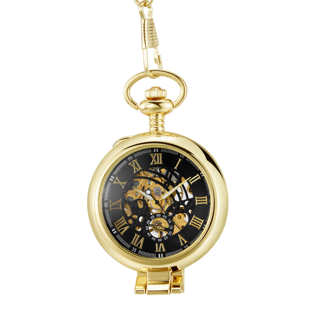 Montre de poche mécanique Flip en verre grossissant
