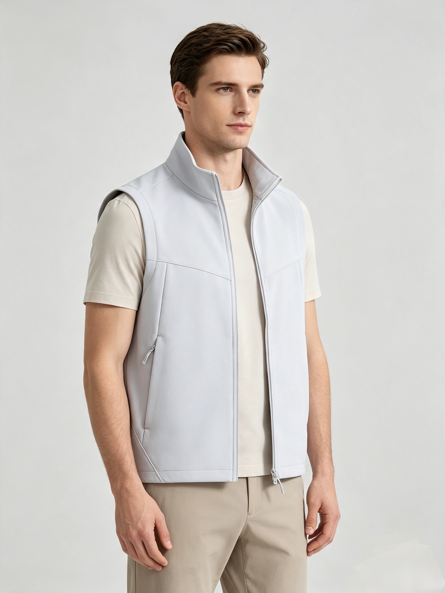 Hommes Femmes Couples Softshell Vest Stand Collar Zip Up Outdoor Sleeveless Jacket Windproof W