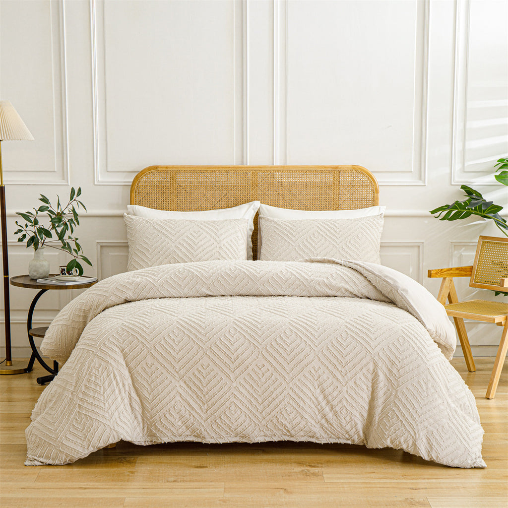 Fournitures européennes et américaines Cut Flower Tufted Plain Quilt Set