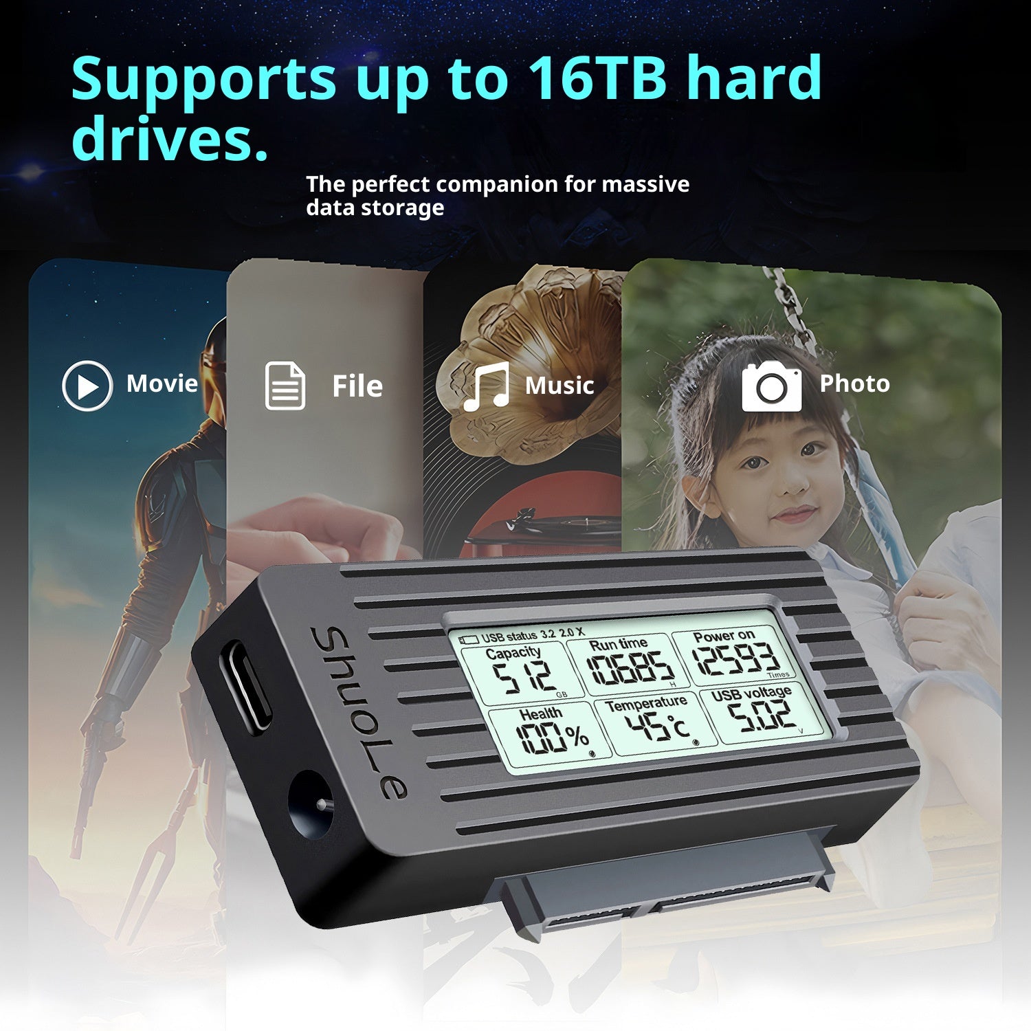 Connecteur de câble de convertisseur d'état solide USB 3.2 pour disque dur