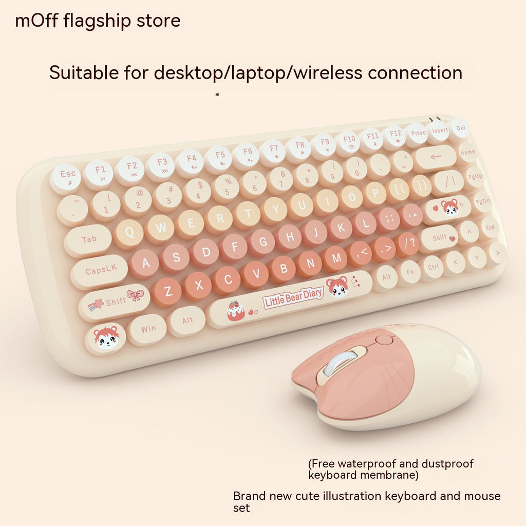 Clavier sans fil et jeu de souris Rose Mini Mignon