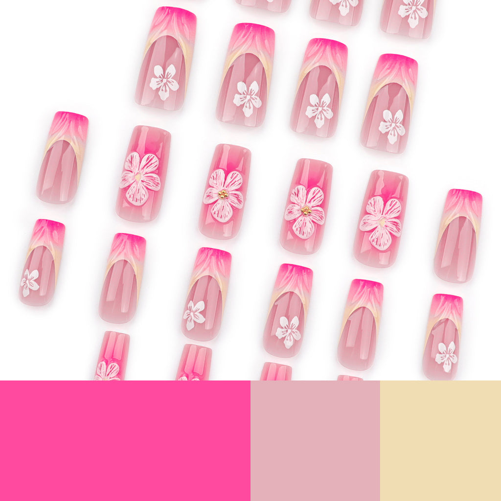 Court Ombre Square Nail sur les ongles de presse