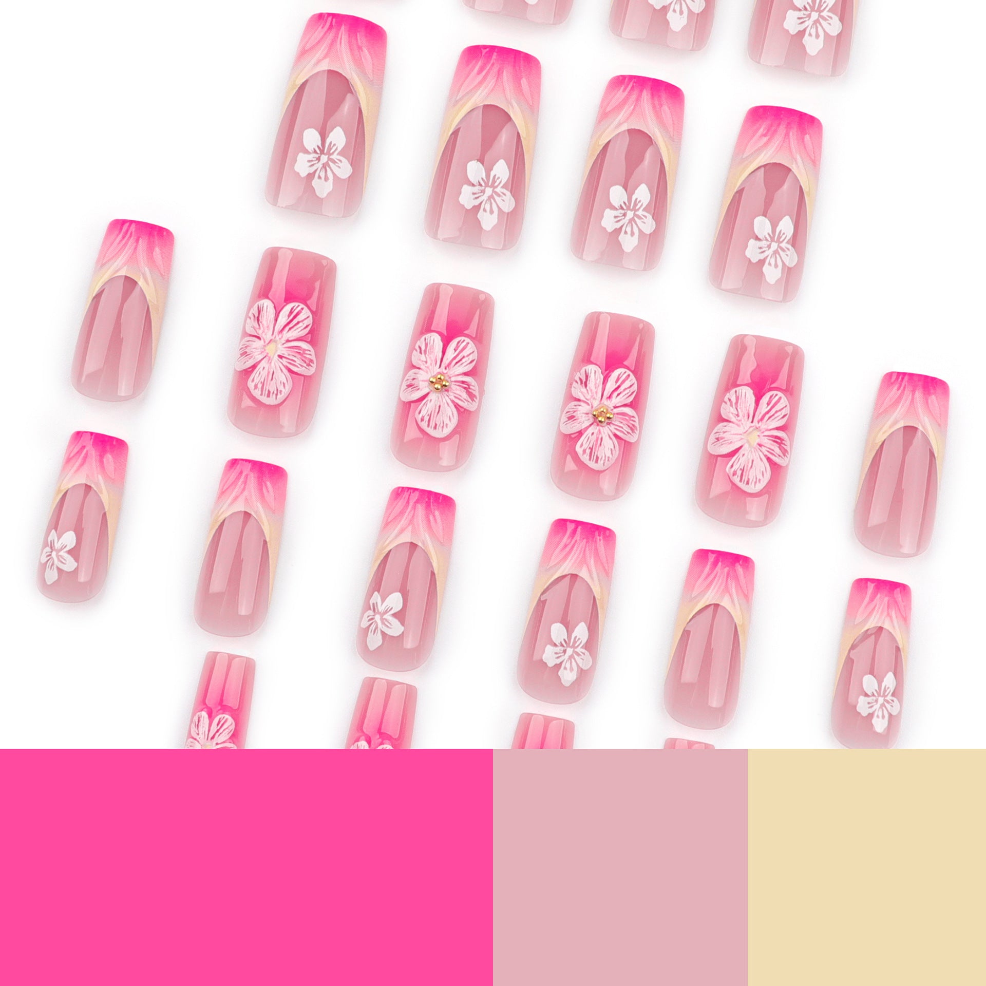 Court Ombre Square Nail sur les ongles de presse