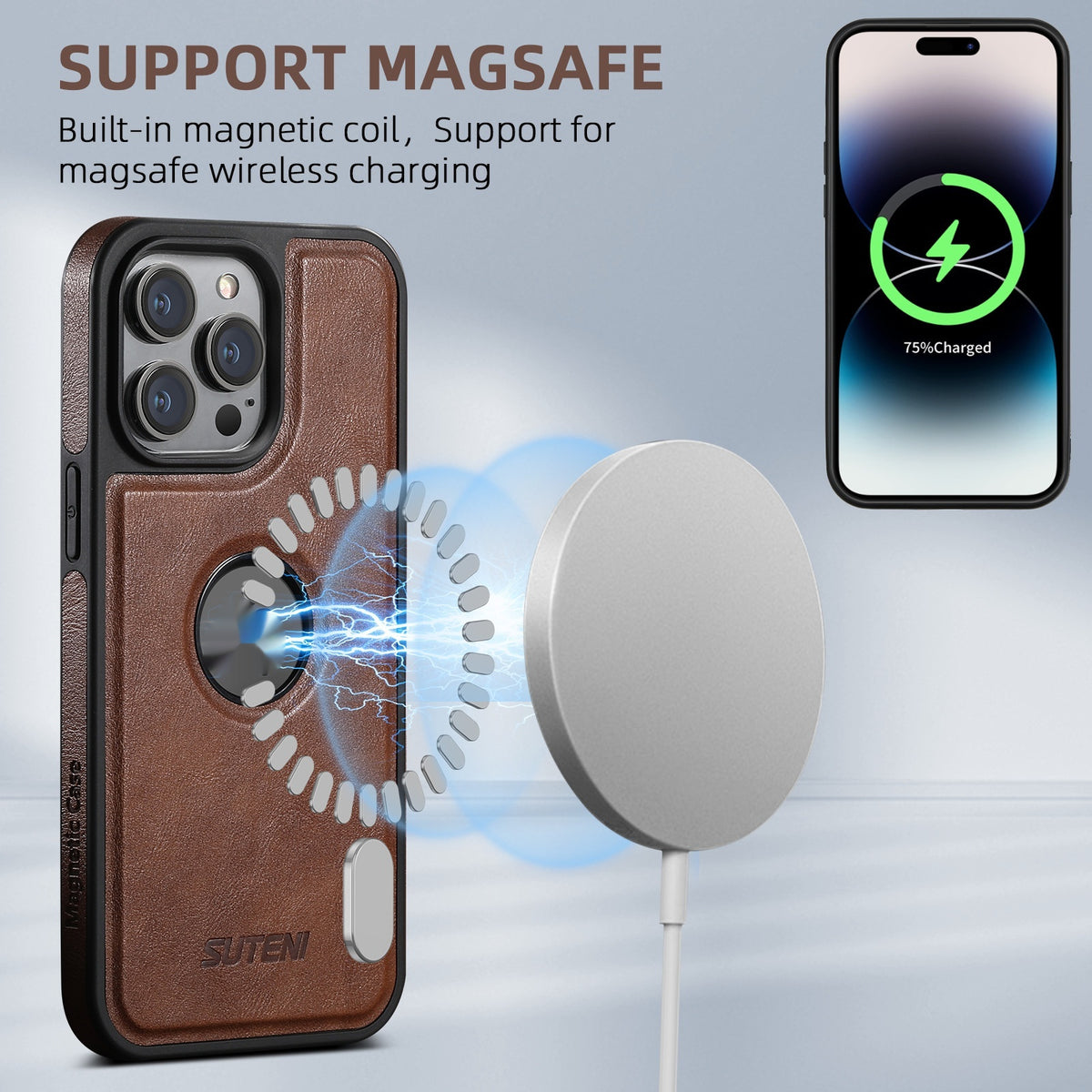 16promax Case de téléphone charge magnétique Manche de protection
