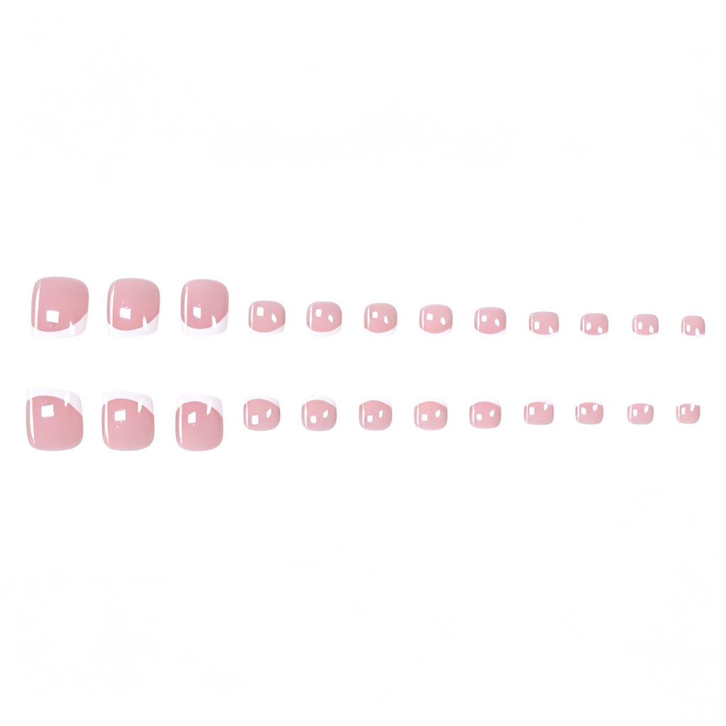 Rose et blanc style français doux et mignon prêt à porter des ongles