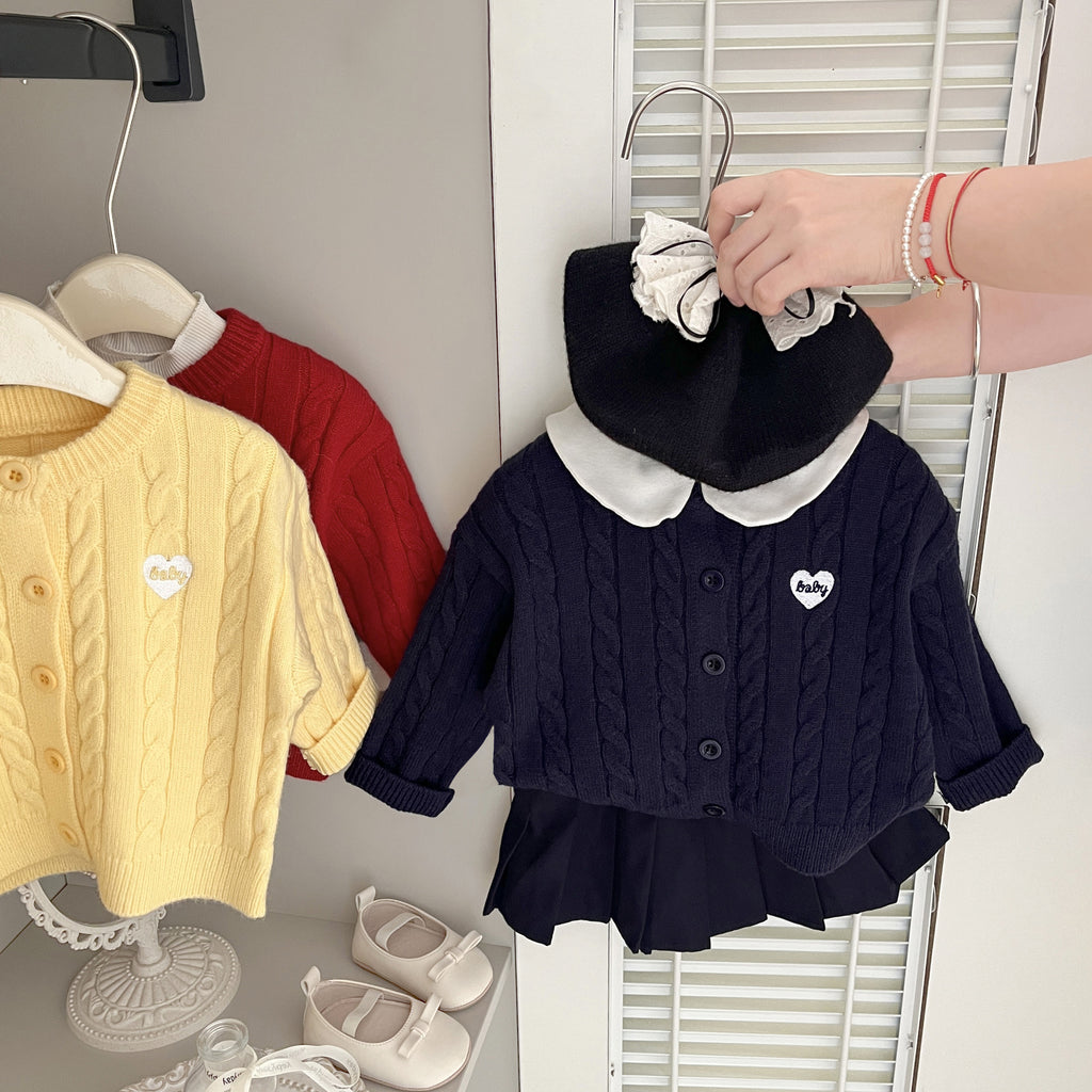 Vêtements Twist-Knit Cardigan Automne Enfants Vêtements de dessus