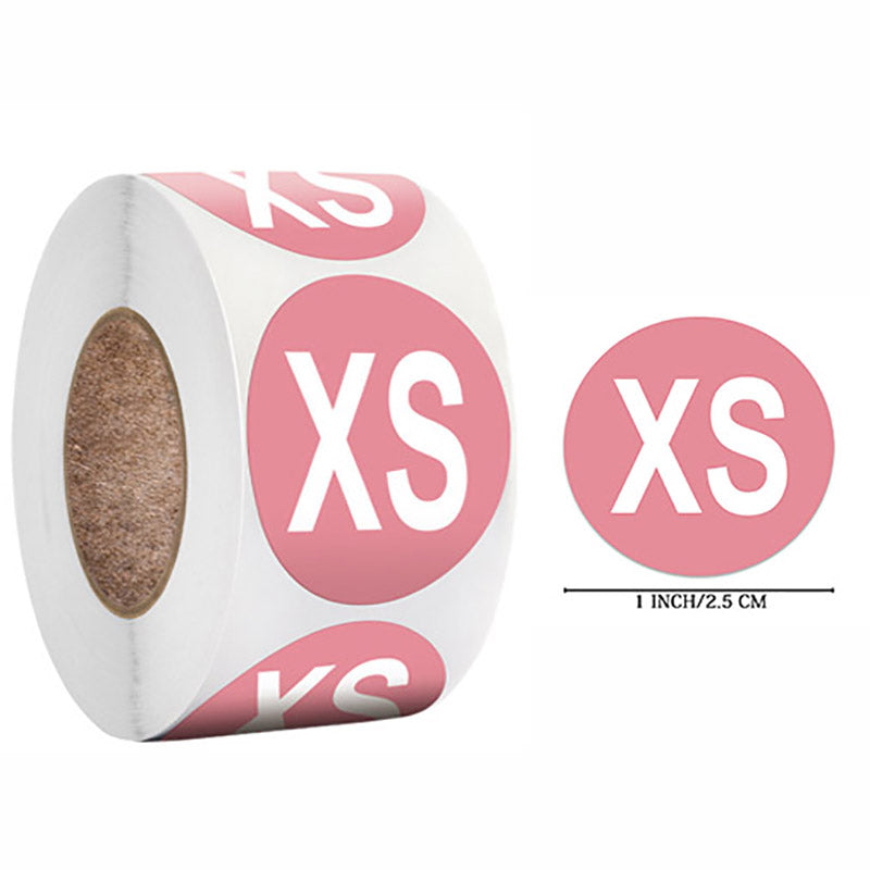 500 feuilles Roll Color Clothing S M L XL Taille Chapeau Sticker taille Sticker
