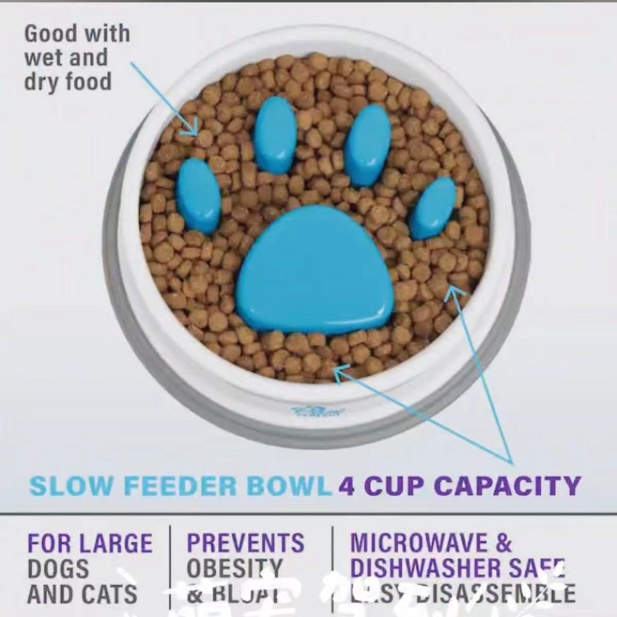 L'alimentation lente Anti-choc et non-dérapant Pet Bowl