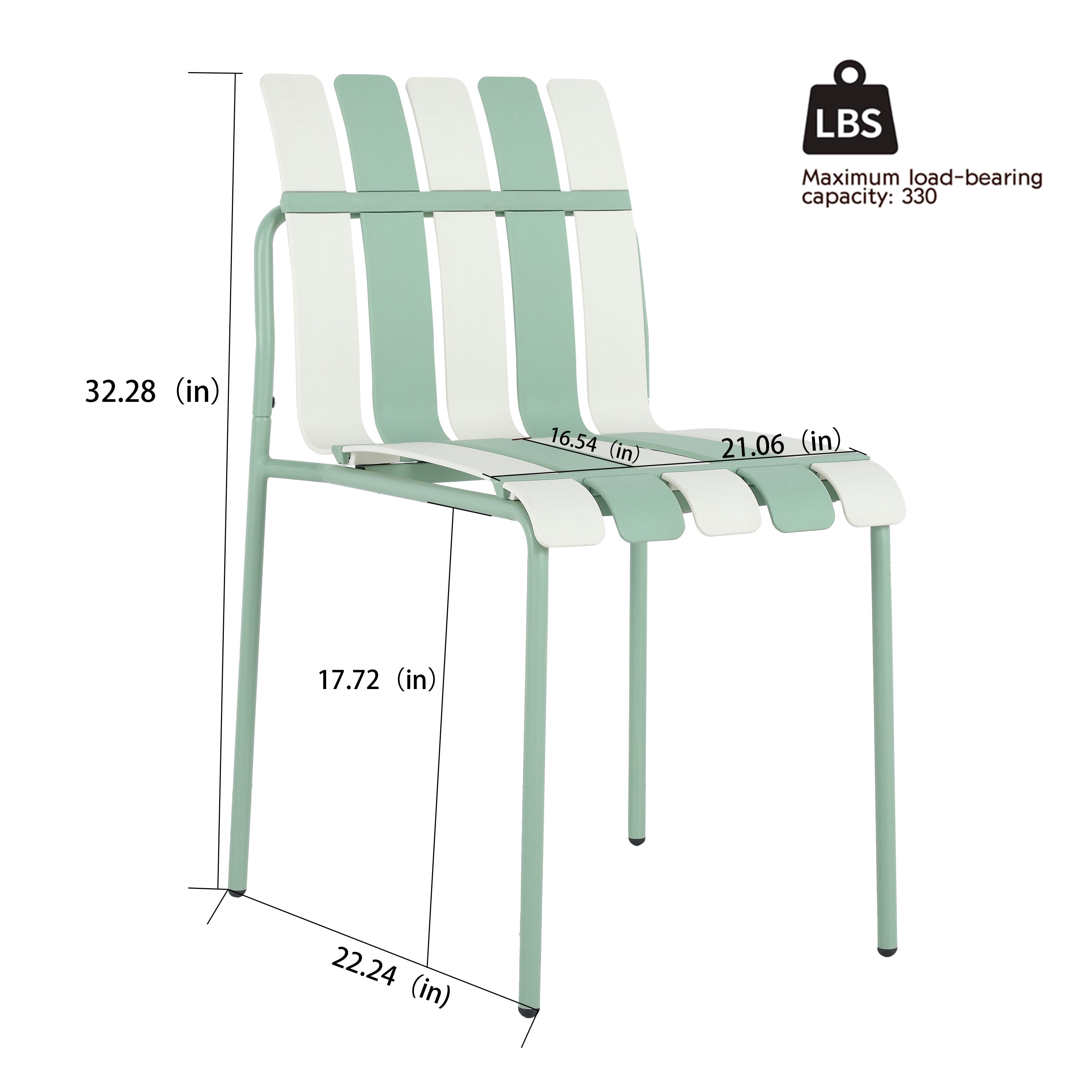 Summer- 4-Pack Chaises de bloc de couleur rayé moderne - Siège PP étanche et jambes en métal robuste
