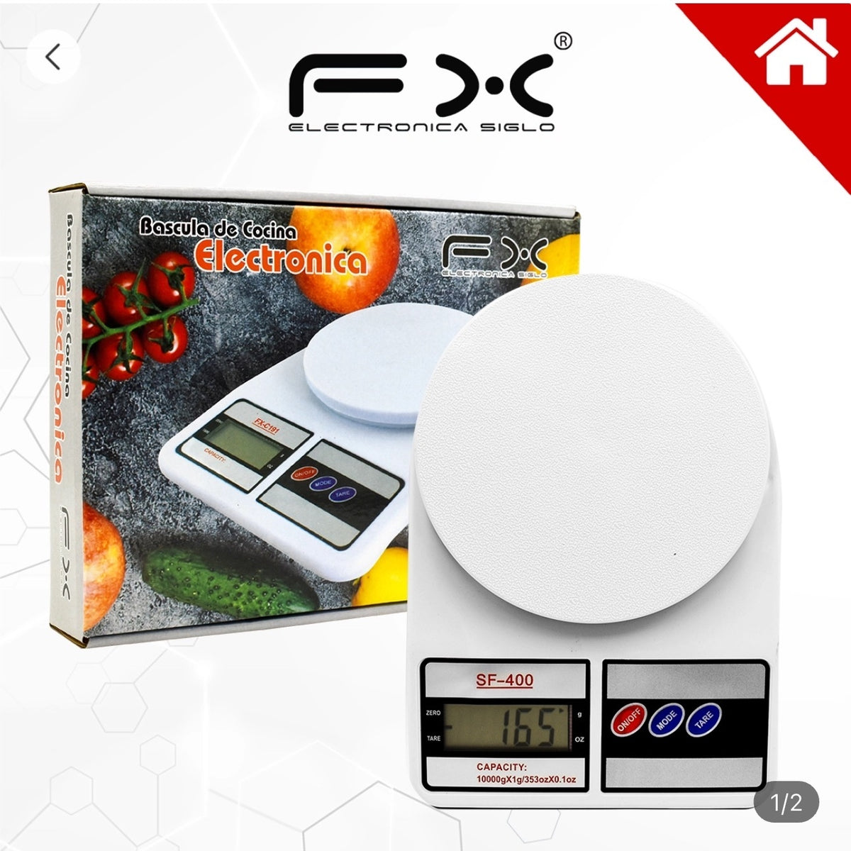 Échelle de cuisine numérique Plaque ronde Accueil Ingrédient de cuisson Balance de pesée 10kg/1g Auto-picku