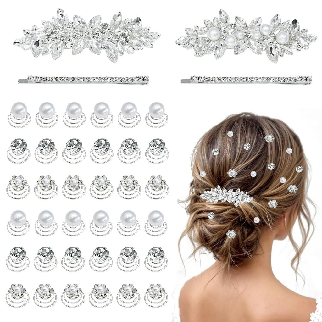 Clip de cheveux de fourchette de cheveux de mariage de la fleur de strass
