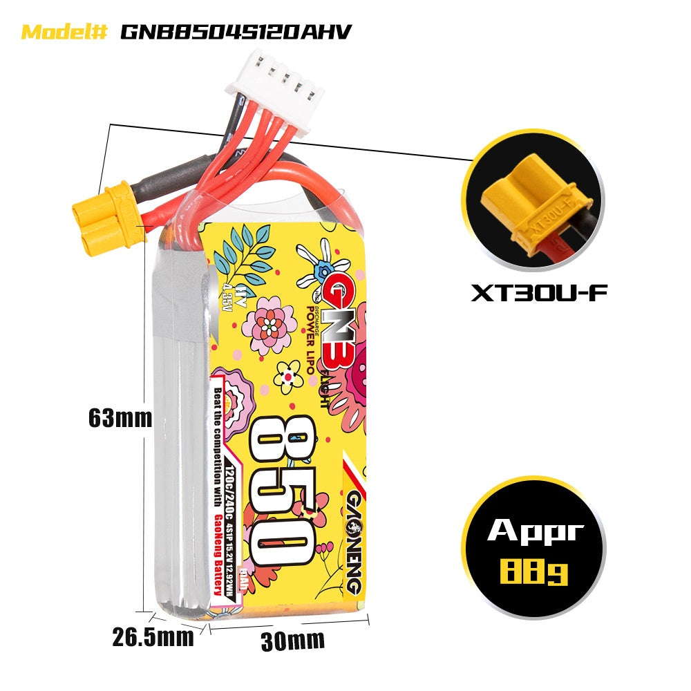 Haute énergie 850mAh 4S 152V 120C Fit 2-25 pouces modèle Airplane Batterie