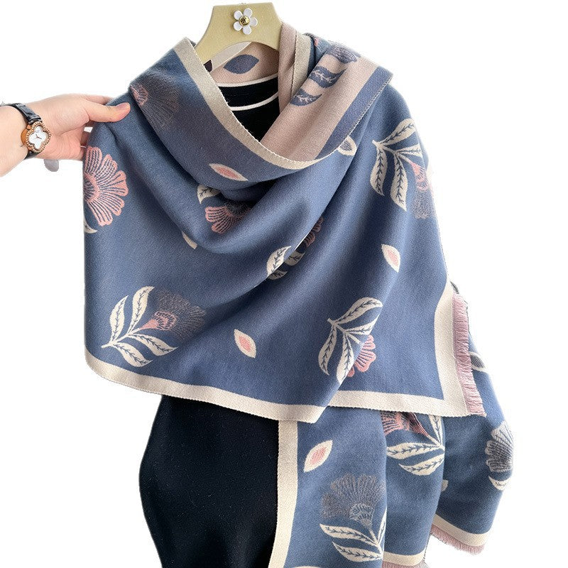 Châle simple de cachemire-feel féminin avec impression florale