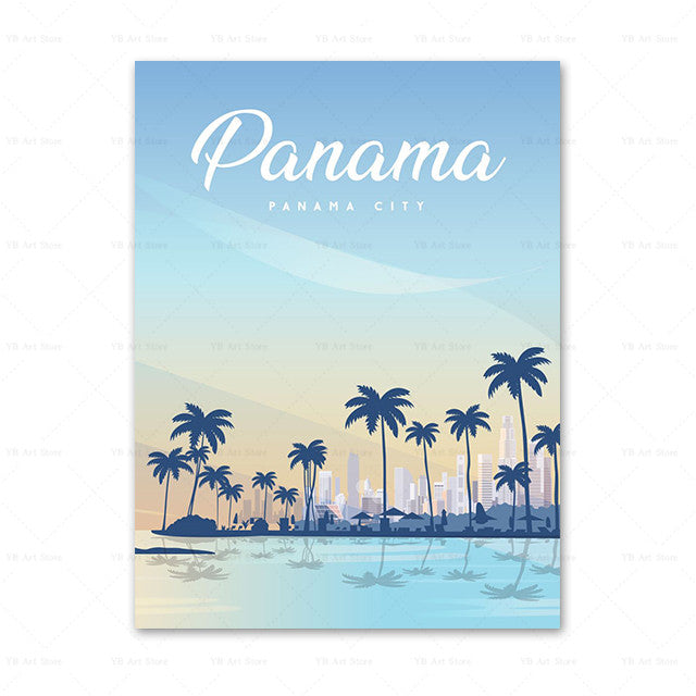 Affiche de voyage de la ville Peinture toile Art Décor
