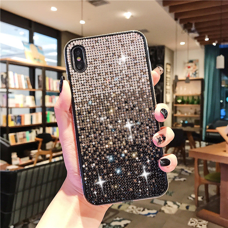 Gradient Edge Diamond Case Téléphone Starry Sky Strass