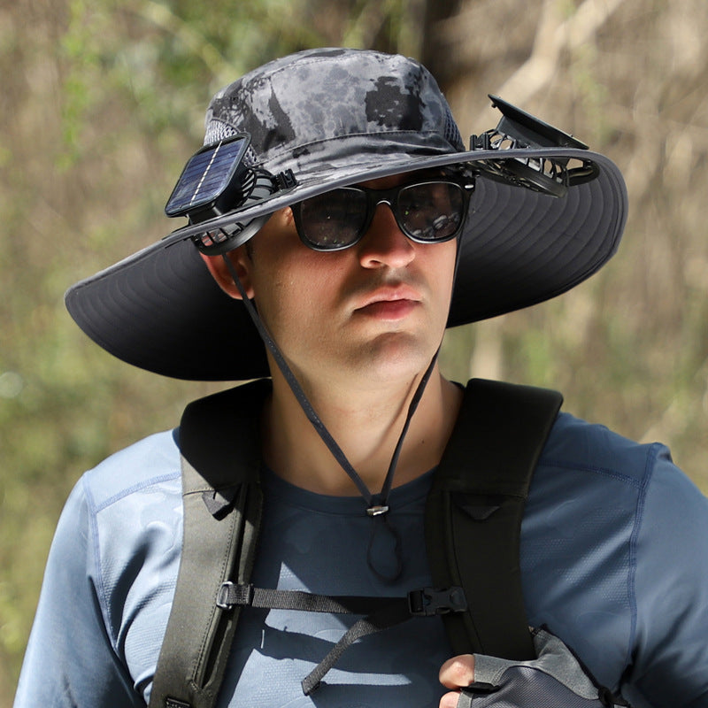 Solar Fan Cap Pêche d'alpinisme extérieur