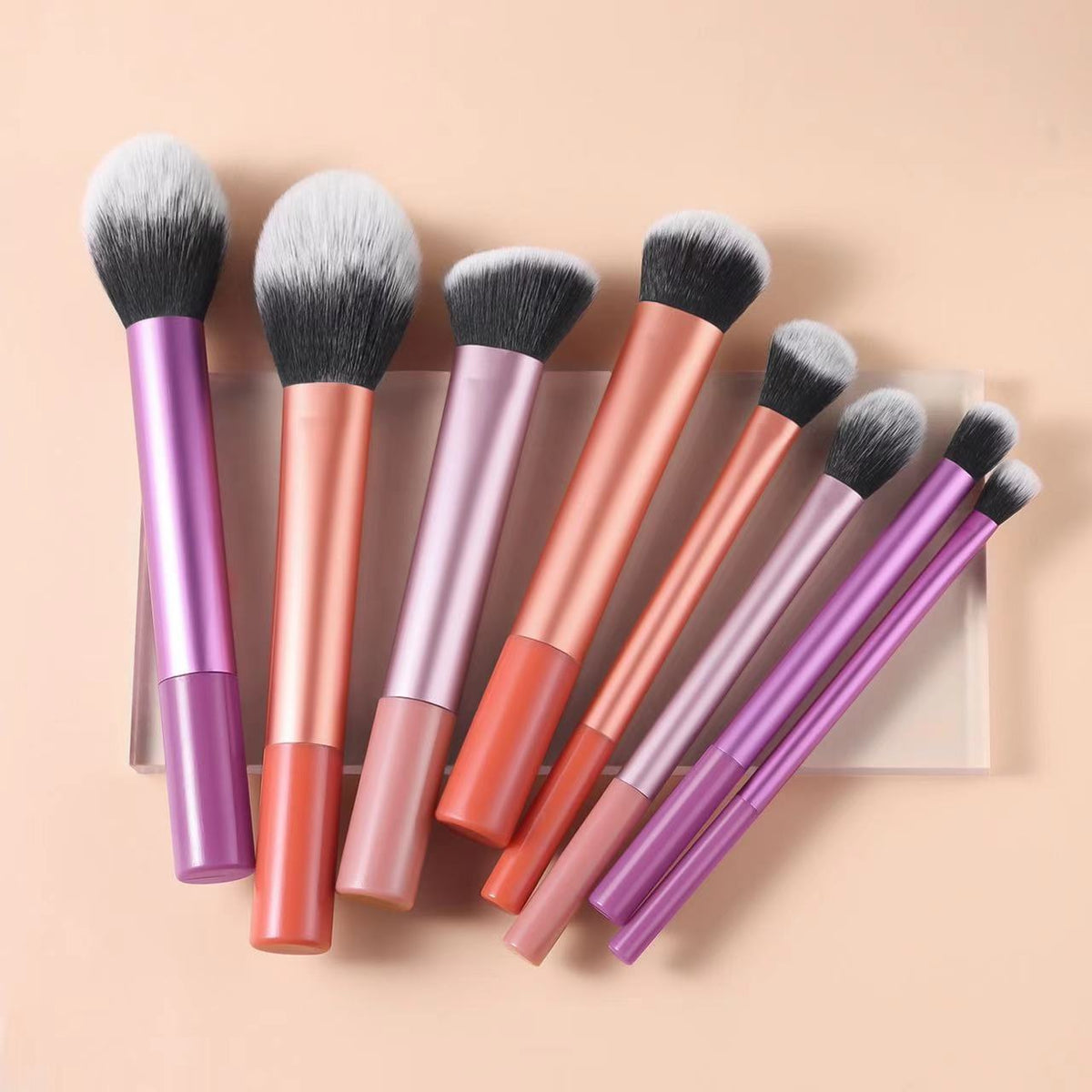 Brosse de maquillage à manches longues 8 pièces Multicolore Ultra-soft