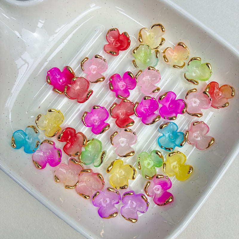 Charms de Clover Acrylique 3-Petal doré