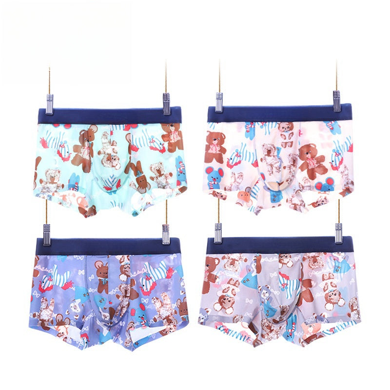 Summer Mid-waist Cartoon Imprimé Pantalons mignons respirants Boxer homme