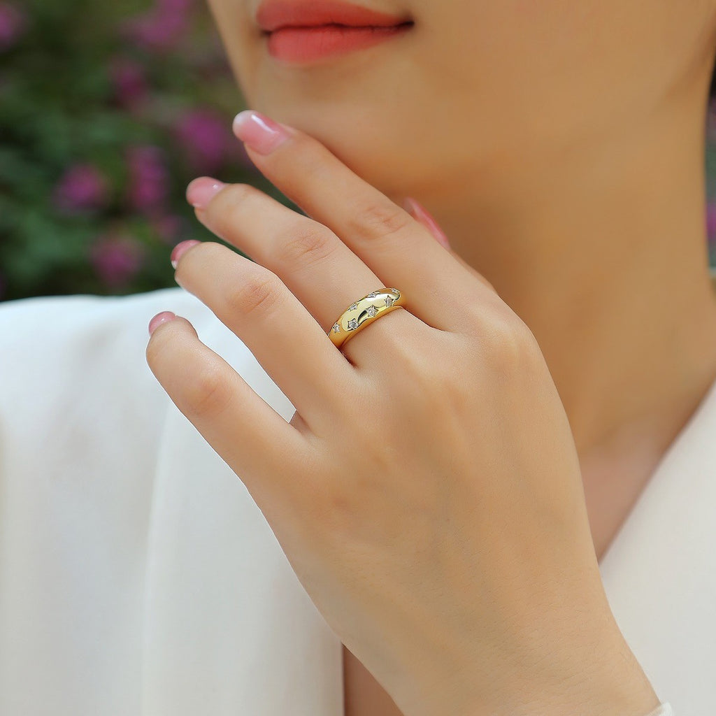 S925 Anneau Argent Sterling avec Moissanite Minimaliste et Modeable
