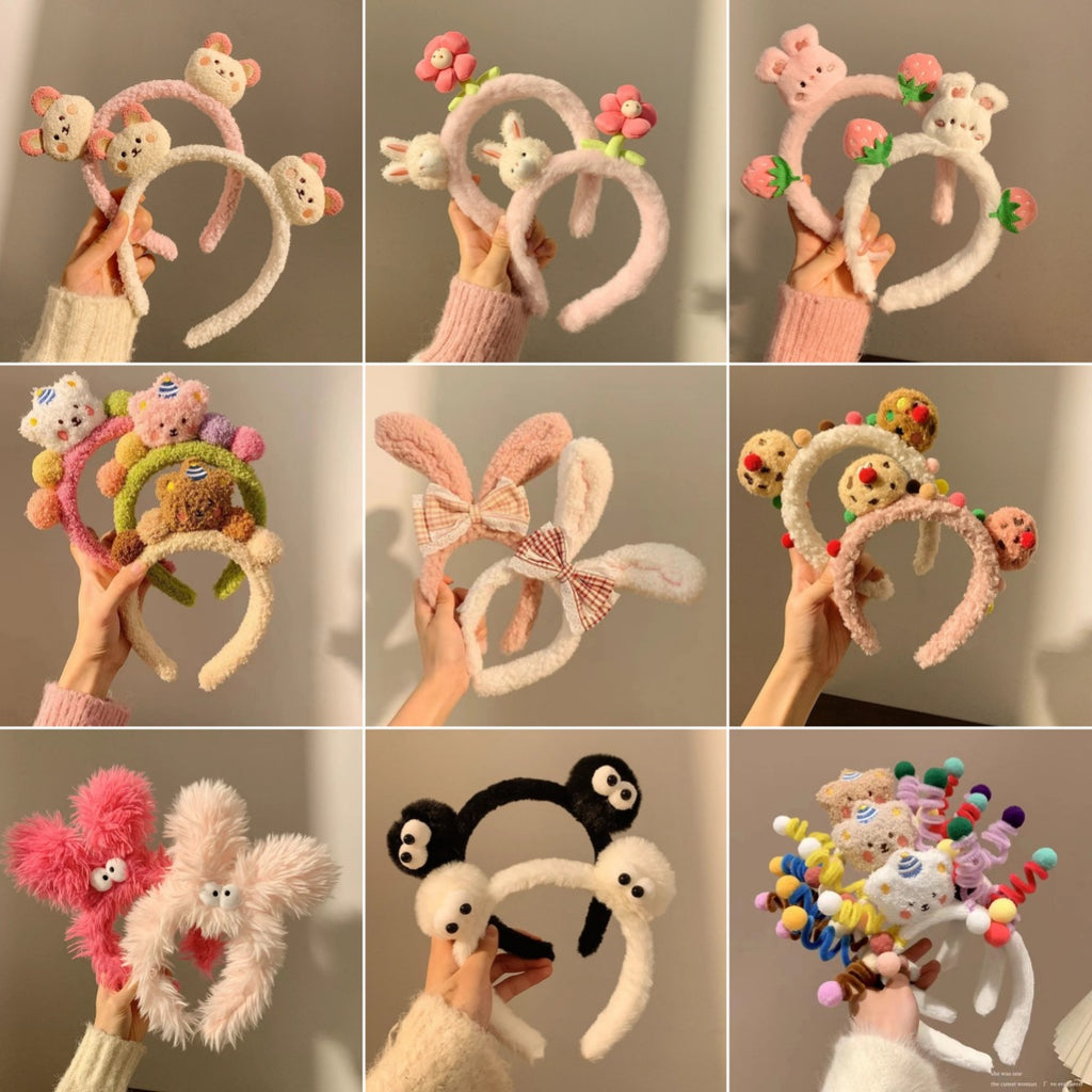 Bandes de cheveux mignons de lavage du visage Tête de dessin animé femelle Bande de cheveux Bande de tête Appliquer