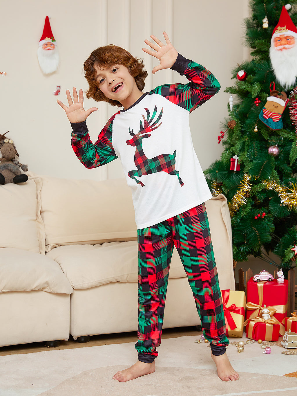 Ensemble de pyjamas imprimés en walk plaid de Noël