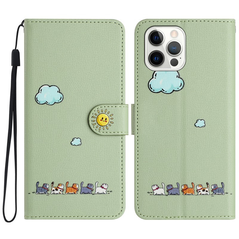 Fashion Cartoon Peint Cover Flip Card Holder