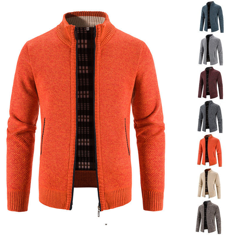 Commerce extérieur Hommes Automne et hiver Cardigan Zipper Sweater Fleece Collar Veste Homme L