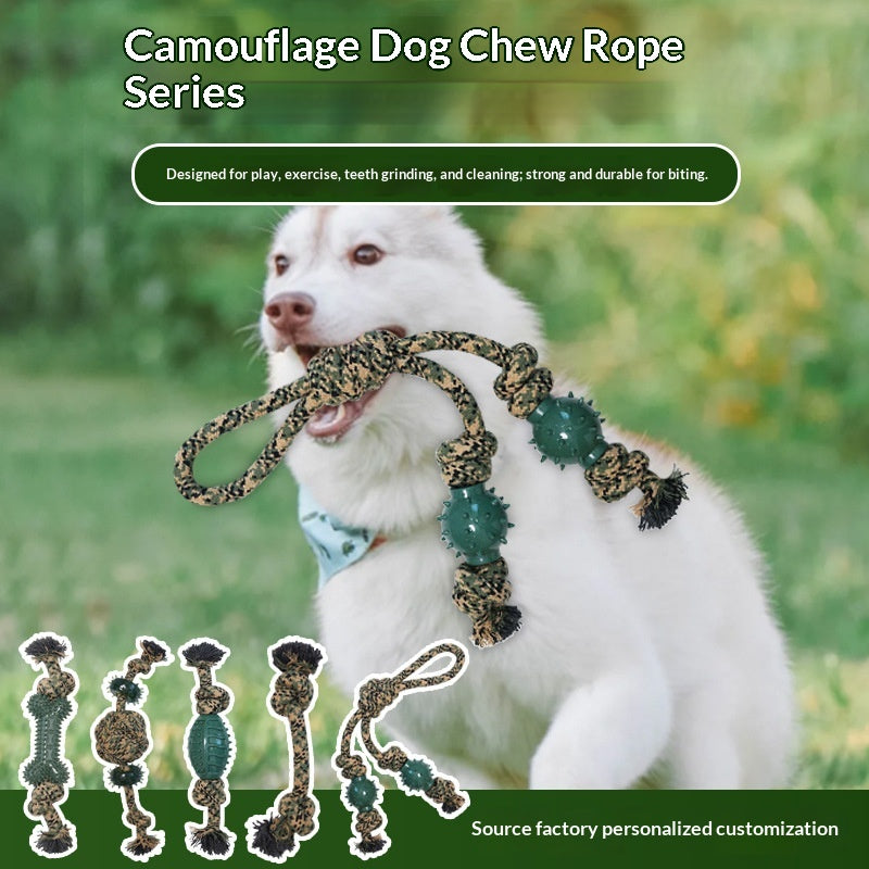 Jouet de chien Camouflage boule de corde de coton pour le nettoyage des dents durable