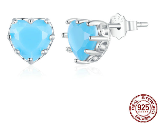 S925 Argent Sterling Décembre Love Boucles d'oreilles en pierre de naissance