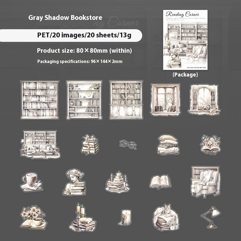 Beau livre de jour paysage PET Stickers Lecture Petit Coin Série 6 Types Choisir 20
