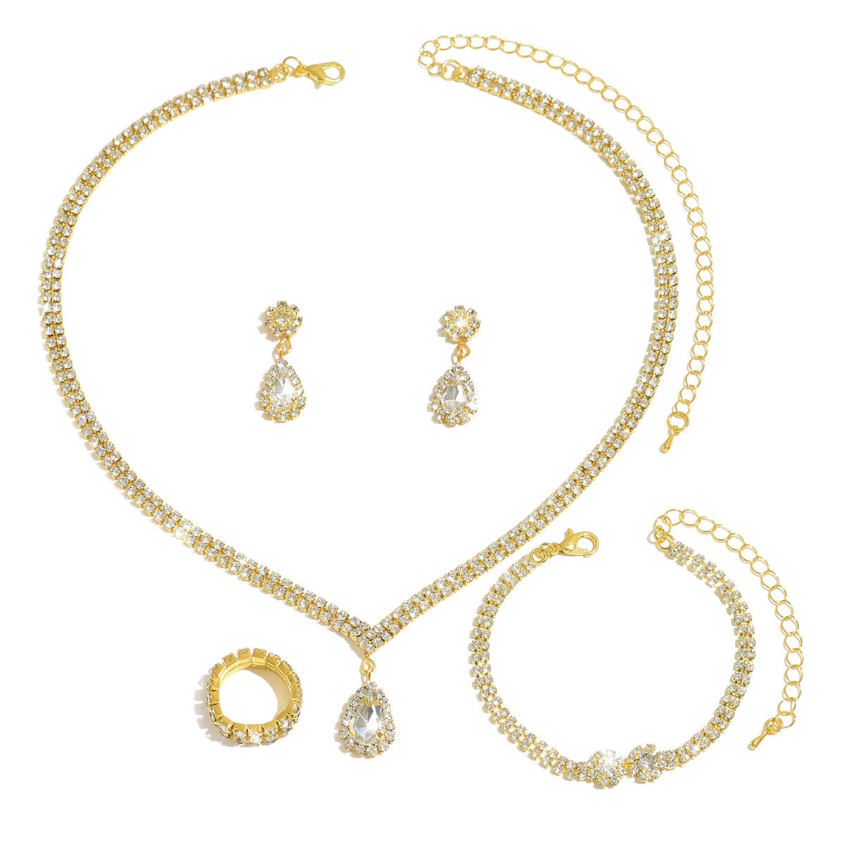 Ensemble de Bijoux en Strass 4 Pcs