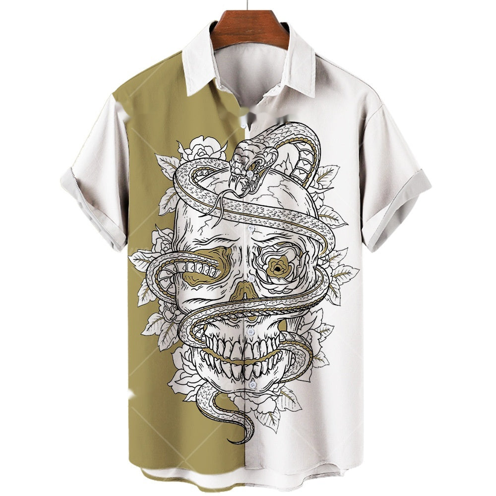 Chemise Lapel 3D numérique à manches courtes homme