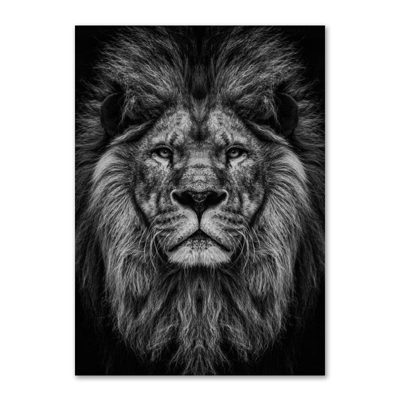 Affiche de la famille Lion noir et blanc