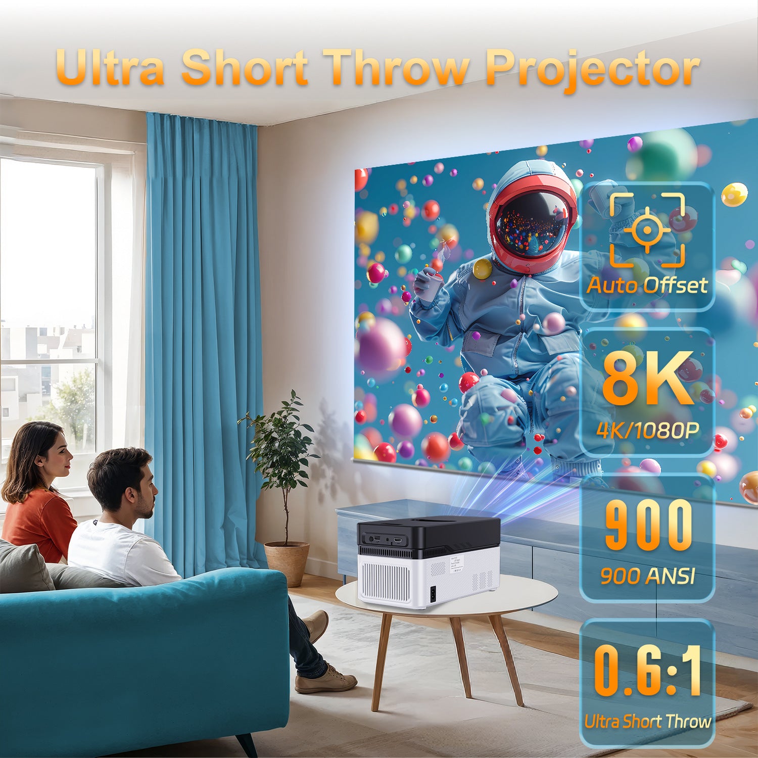 Ultra-court Focus 8k Smart 1080p Projecteur