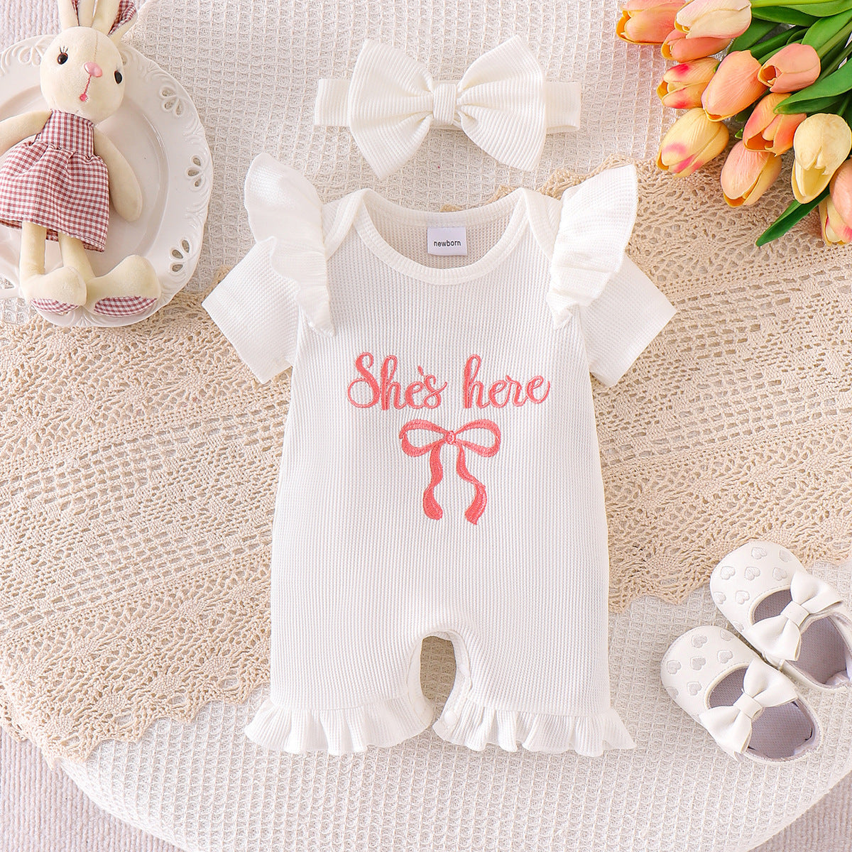 Romper à manches courtes avec bande de tête Bow