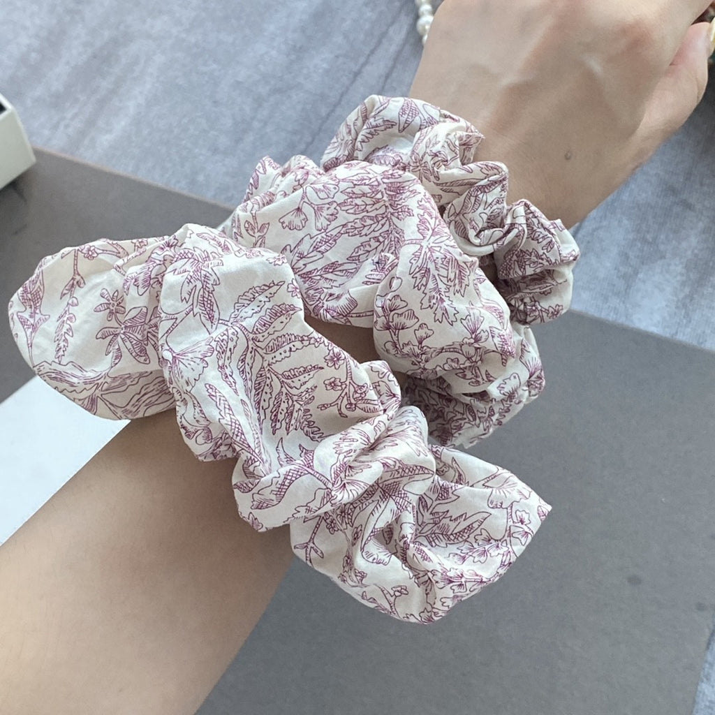 Sketch Aquarelle Grande Anneau Intestine Cotton Imprimer Floral Vintage Girl