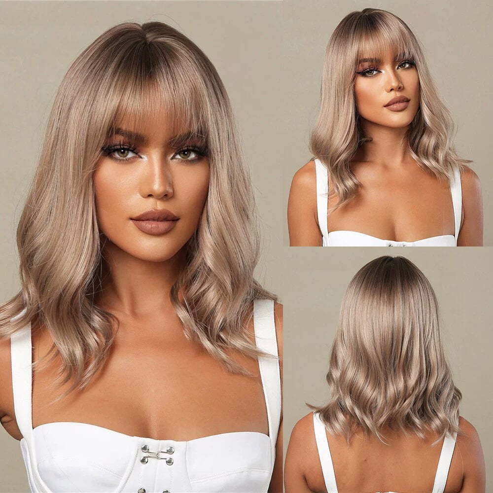 Wig Full-head Wig Bangs cheveux bouclés courts