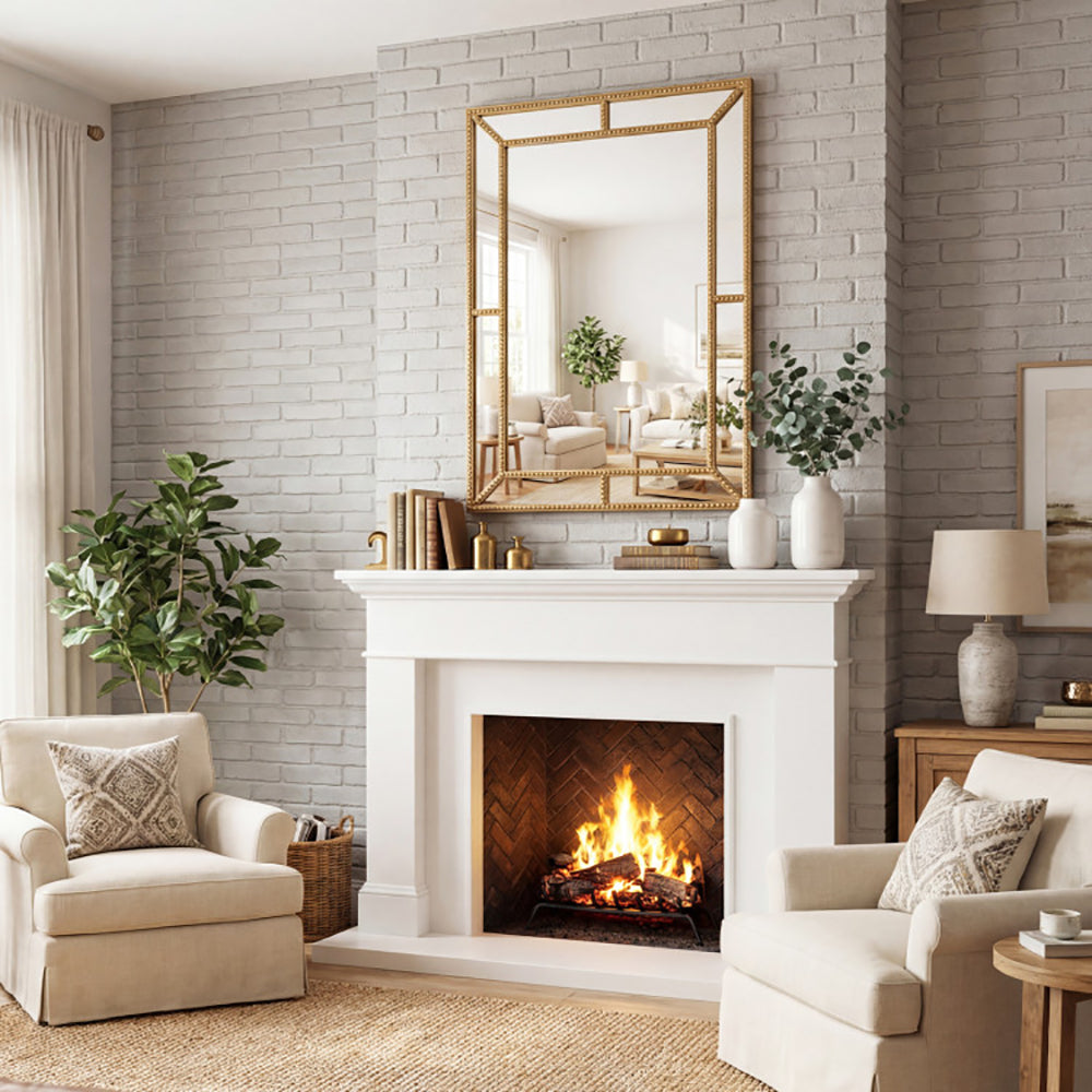 Miroir mural en or avec cadre perlé pour différents scénarios