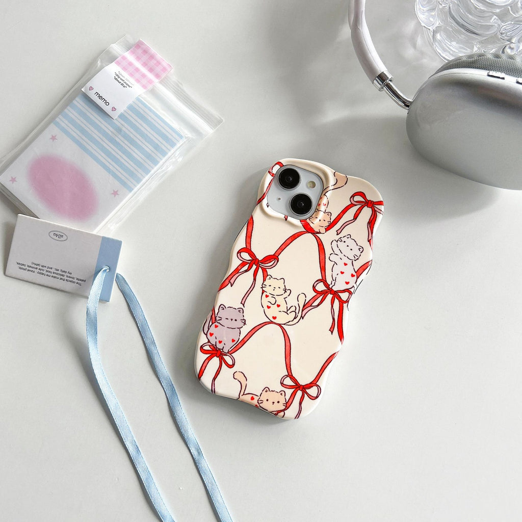 Cas téléphonique de deux en un de coeur de ruban