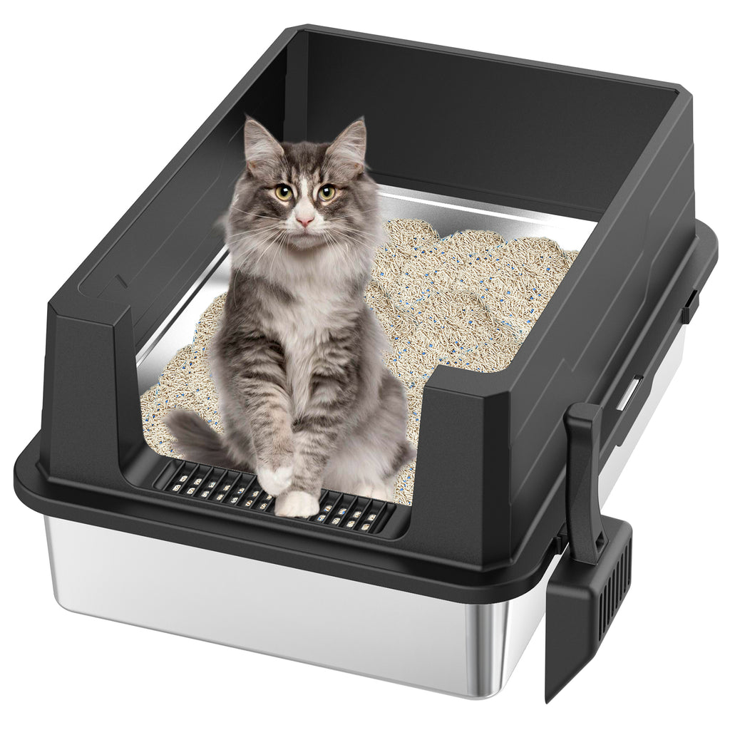 TAILLE DE GRAINE EN ACIER DE CAT LITTER SANS COUVERTURE