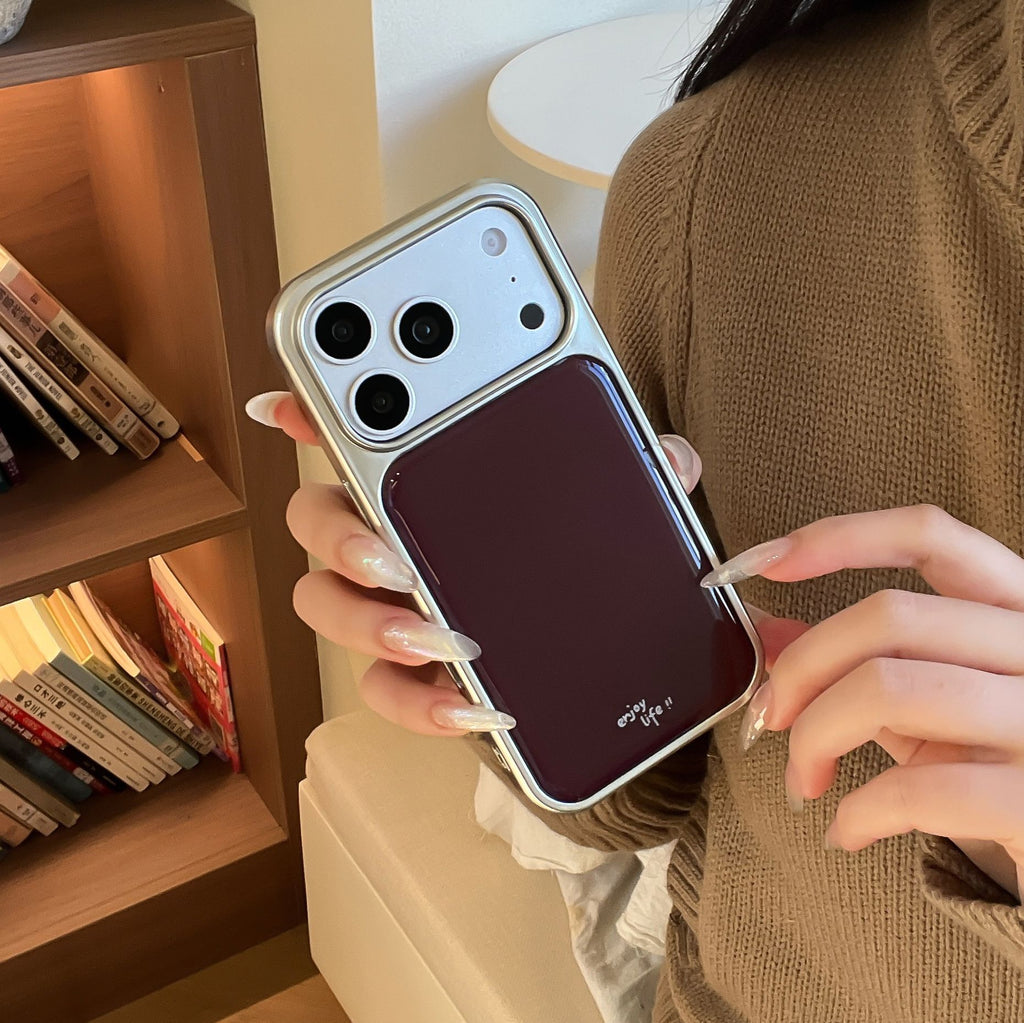 Ins Minimalist Étui téléphonique anglais rouge vin