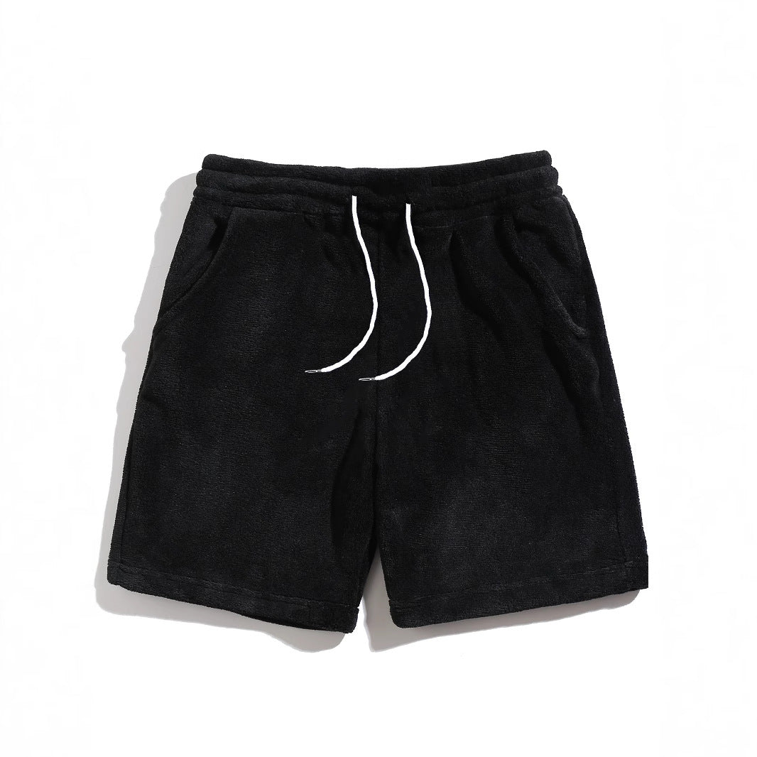 Homme SpringAutomn Coral-Fleece Sports-Style Casual Plus-Size Short