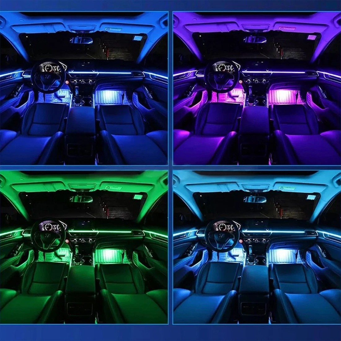 APP Contrôle 5-In-1 RGB LED intérieur bande lumineuse voiture ambiante éclairage d'atmosphère