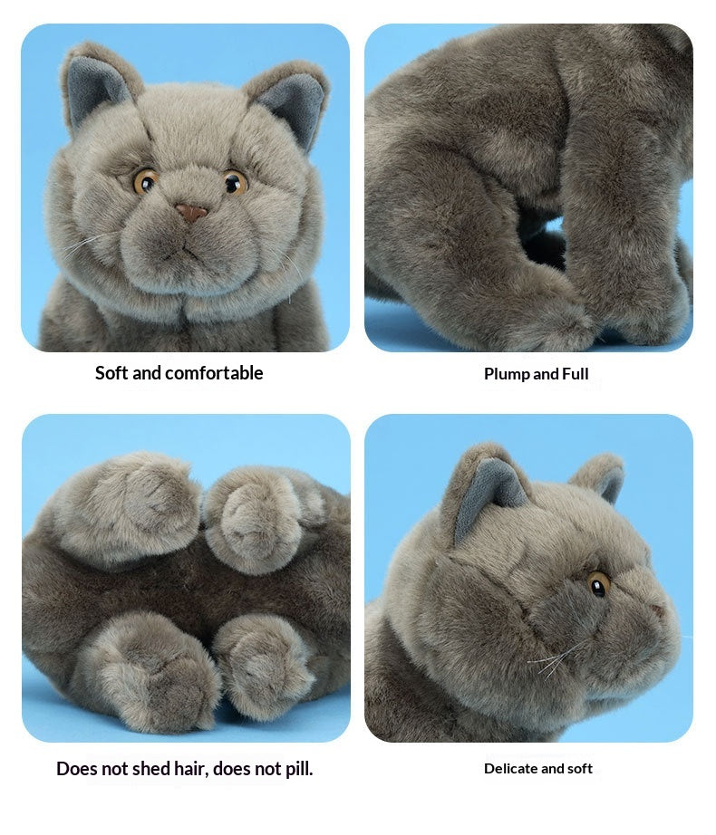 Poupée d'animaux farcie en peluche de chat bleu simulation